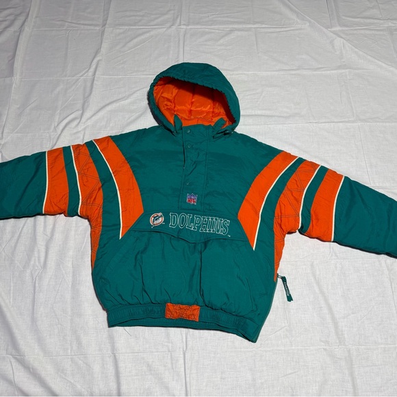 Vintage 90s! Pro Line Authentic Starter Miami Dolphins NFL Pullover Jacket. - Picture 2 of 5